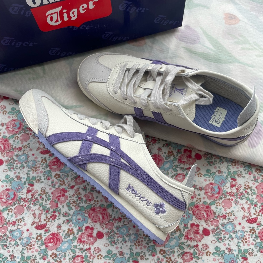 Onitsuka Tiger by Asics Women's White & Lavender Mexico 66 Sneakers